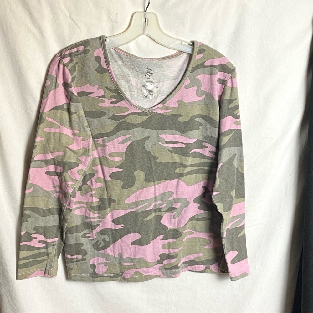 Lady Belle Pink Greens Camouflage Shirt L